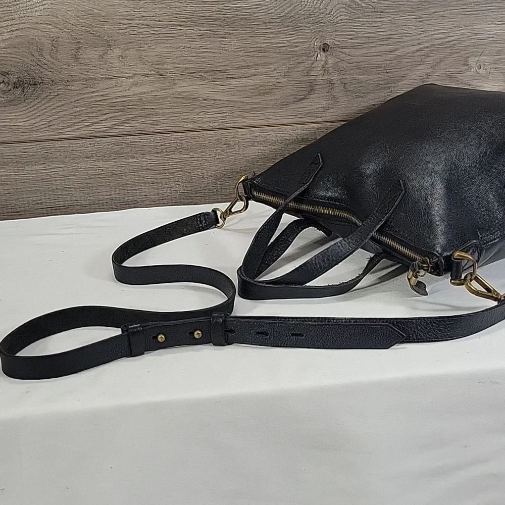 Madewell Small Black Leather Tote Crossbody Bag